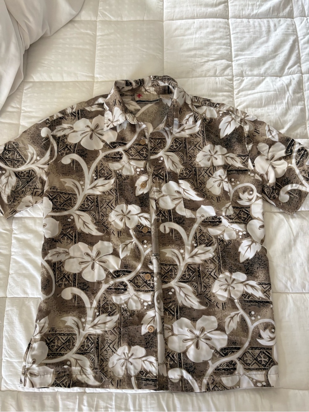 Boys Brown Floral Short-Sleeve Shirt